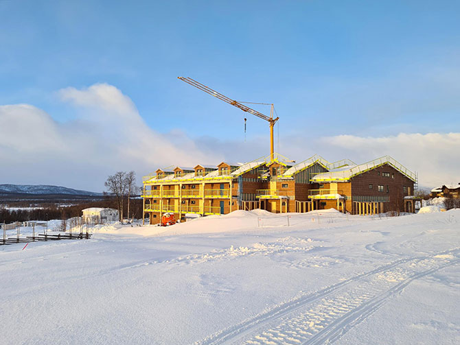 Fallskydd lägenhetshus Hemavan Norrland